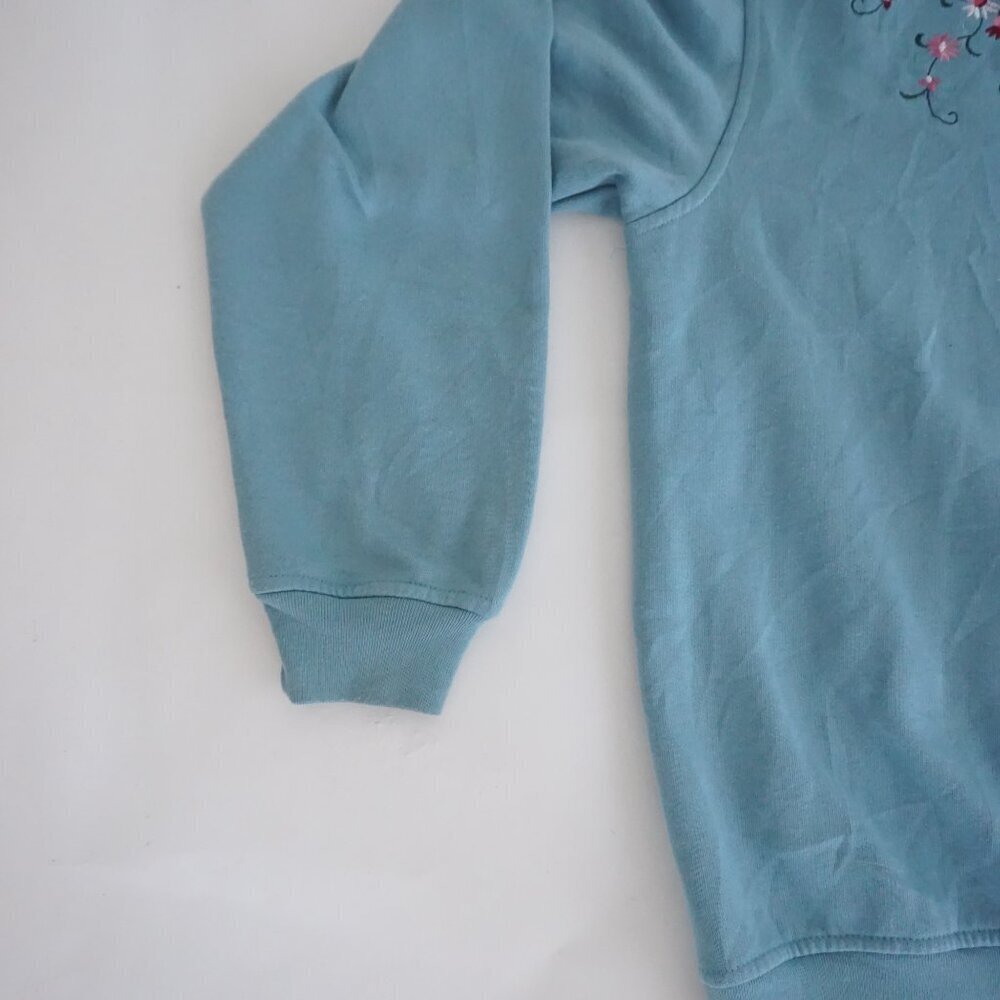 Vintage Shenanigans Blue Floral Embroidered Cotton Blend Cardigan Cottagecore M - Picture 8 of 9